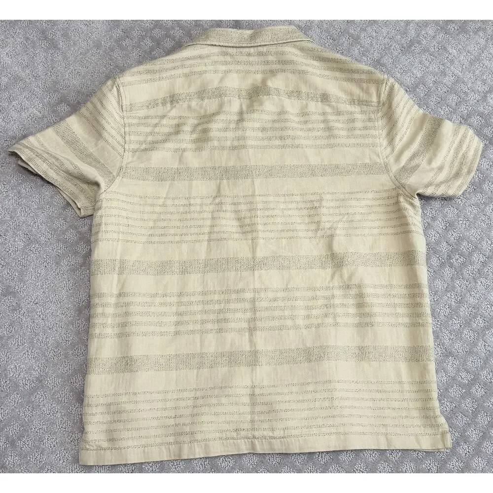 Ben Sherman Safari Camp Shirt Tan Textured Mens Size Large Beach Vacation EUC